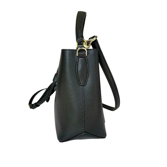 Kate Spade New York Eva Small Bucket Crossbody Bag Black Tan Drawstring - Picture 2 of 8